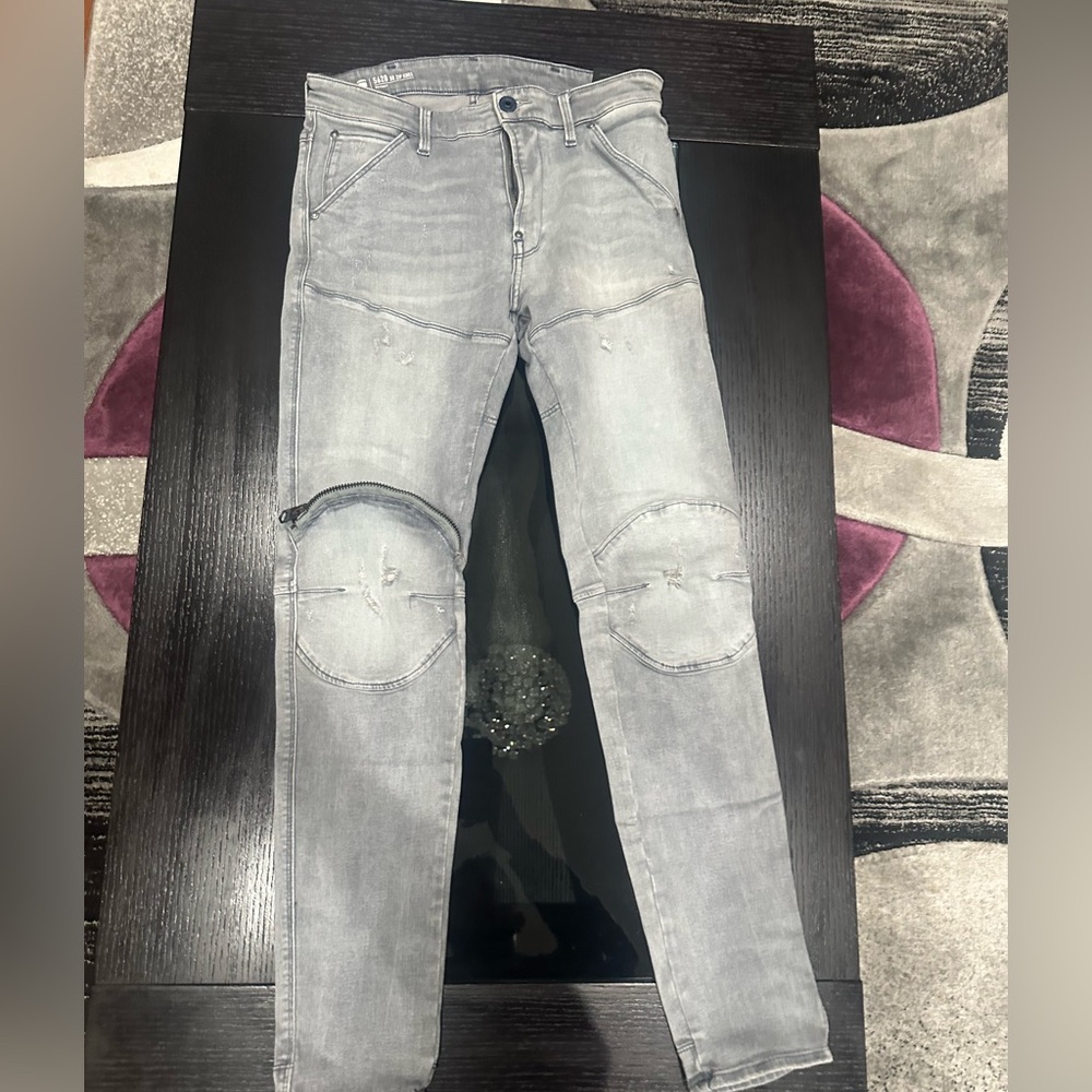 G-Star RAW Men’s 5620 3D Zip Knee Skinny Jeans - Light Gray - Size 32W x 30L